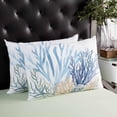 thumbnail image 4 of Summer Coral Throw Pillow Cover 20 x 36 Inch Decorative Pillow Cover Vintage Coastal Ocean Blue Green Plant Lumbar Pillowcase Seasonal Rectangle Cushion Case for Couch Sofa Bed Living Room, 4 of 7