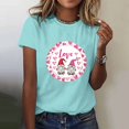 thumbnail image 2 of Outfmvch t-shirts pour Couples Manches Courtes pour Femmes Cœur Amour Grahic Saint-Valentin Col Rond Manches Courtes T-Shirt t-shirts Graphiques pour Femmes Bleu Ciel TG, 2 of 4