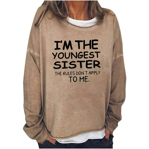 Sudadera de gran tamaño con estampado de letras y texto divertido para mujer, cuello redondo, manga larga, suelta, blusa individual Pompotops gfhjh18858