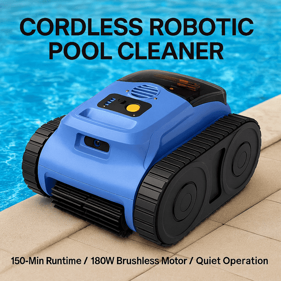 ZAMSLVRH Automatic Pool Cleaner – Dual 180W Brushless Motors, Strong Suction for Deep Clean, Wall Climbing, Large Backyard & In-Ground Above-Ground Pools