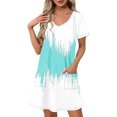 thumbnail image 2 of Dress for Woman Casual Summer Dress Plus Size Dress Summer Women's Fashion Summer Print Short-sleeved V-neck Casual Dress Light Blue M, 2 of 8