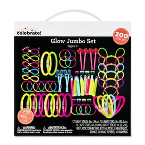 Way To Celebrate Multicolor Glow Jumbo Party Set, 200 Pieces