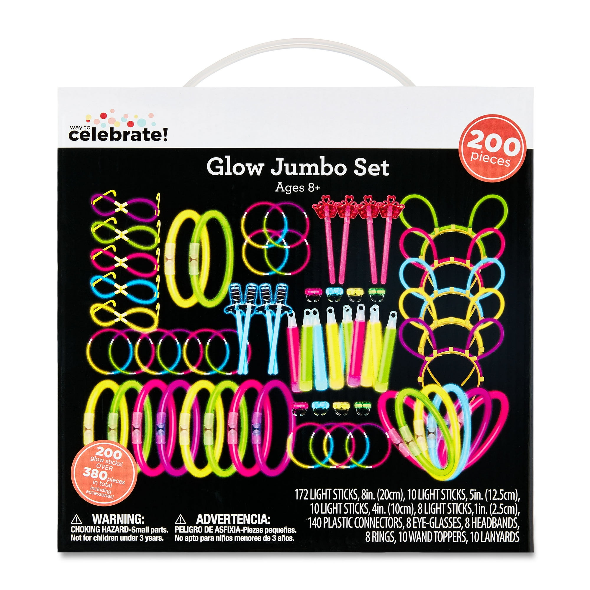 Multicolor Glow Party Favors, 200 Pieces Jumbo Set, by Way To Celebrate