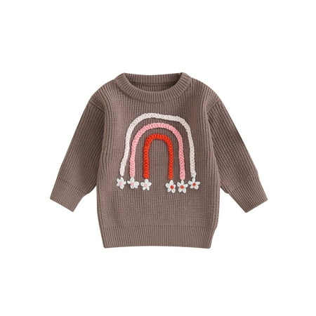 

Boy Girl Autumn Sweater Rainbow Pattern Jacquard Long Sleeve Knitwear