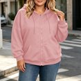 thumbnail image 4 of ABSUYY Women's Hooded Sweatshirt Jacket, Plus Size Full Zip Long Sleeve Casual Top with Pockets, Wine,Size L, 4 of 9