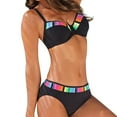 thumbnail image 2 of Elainilye Fashion Women's Bikini Swimsuits Sexy Color Matching Gradient Split Swimsuit Beachwear Set Bathing Suit,Black, 2 of 9