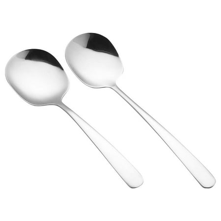 

2Pcs Reusable Spoon Food Serving Spoon Banquet Serving Spoon Stainless Steel Serving Spoon