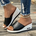 thumbnail image 5 of CQONEPT Platform Sandals for Women - Soft Memory Foam Padded Platform Wedges Sandals - Slip On Platform Slides - Comfy Open Toe Mules Platform Sandals Summer Casual Size 6.5 Black, 5 of 6