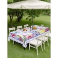 thumbnail image 3 of Easter Outdoor Tablecloth - 60x102 Inch Rectangle Dining Table Cover, Watercolor Eggs Flowers Berry Plants Purple Plaid Waterproof Outdoor Table Cloth with Umbrella Hole & Zipper for Picnic/Patio, 3 of 7