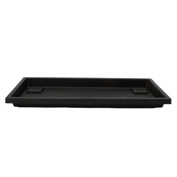The HC Companies Venetian Rectangular Plant Tray, Plastic Drip Saucer, Black