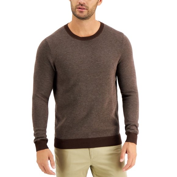 Tasso Elba Men’s Crewneck Sweater (Brown, Large)
