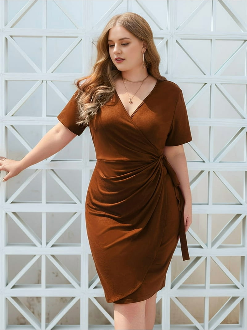 blue dress for baby girl Halter Deep V Neck Backless Maxi Sleeveless Thigh High Split Long Dress Brown / S main image 1