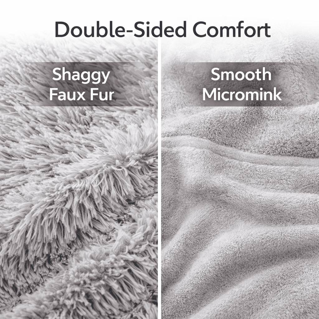 Reafort Luxury Long Hair Shaggy PV Fur Faux Fur Oversized Throw Blanket (Grey, 60"X70" Throw)