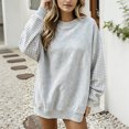 thumbnail image 2 of CAIXIA Oversized Sweaters For Women Plaid Patchwork Color Block Crewneck Long Sleeve Pullover Tops Soft Basic Clothes Casual Shirts Work Outfits Fall Winter Clothes,Grey, 2 of 5