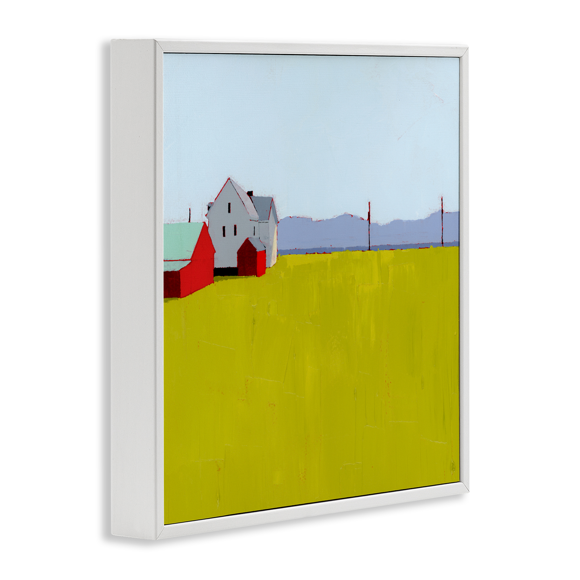 Farmhouse & Shed Landscape White Framed Giclee Art, design by Ruth LaGue