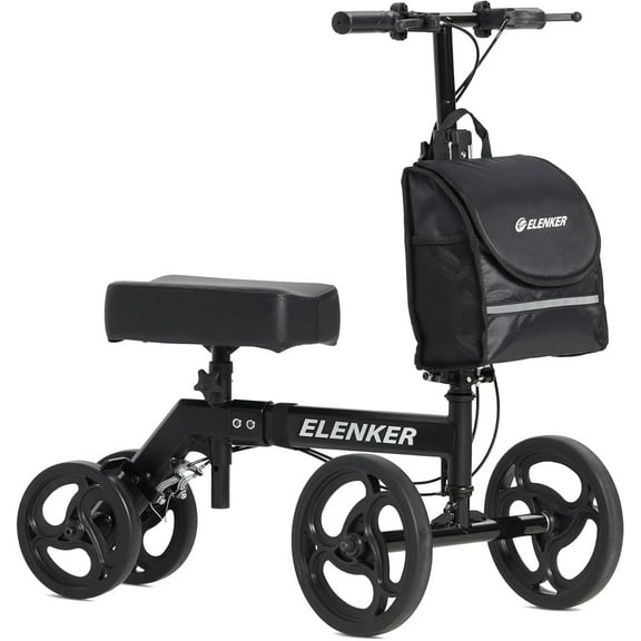 Elenker Economy Knee Walker Steerable Medical Scooter Crutch Alternative Black
