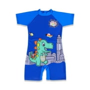 Kids Boys Cute Dinosaur Print Short Sleeve One Piece Swimwear