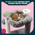 thumbnail image 3 of Amolife 14.1" Cat Tree with Hammock, Sisal Scratching Post, Plush Bed, Stable Cat Furniture for Indoor Cats and Kittens, Grey, 3 of 7