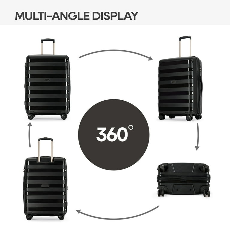 Ginza Travel Lightweight 3 Piece Hard Shell Luggage Set with