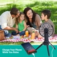thumbnail image 4 of Portable Camping Fan with Light TeqHome Tent Fan with 10400mAh Rechargeable Battery Up to 30H Work Time Emergency Power Bank for Outdoor Camping Hiking Hurricane Black, 4 of 11
