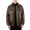 thumbnail image 2 of Dagegui Men's PU Jackets Stylish Zip-Up Leather Jacket Solid Color Fall Slim Fit Motorcycle Biker Coat with Chest Pockets Coffee XXXL, 2 of 7
