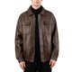 thumbnail image 1 of Ceisia Men's fashion casual solid color faux leather lapel zipper Gift coat pocket long sleeve outerwear, 1 of 7