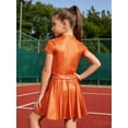 thumbnail image 4 of Haitryli Girls Metallic Crop Tops with Shiny Pleated Skirt Rave Dance Outfits Cheer Outfit for Hip-hop Orange 2-6, 4 of 5
