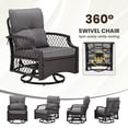 thumbnail image 5 of 3-Piece Patio Swivel Glider Bistro Set, Wicker Outdoor Chairs with Cushions (2), Side Table, High Back All-Weather Rattan Furniture for Porch Backyard, 5 of 9
