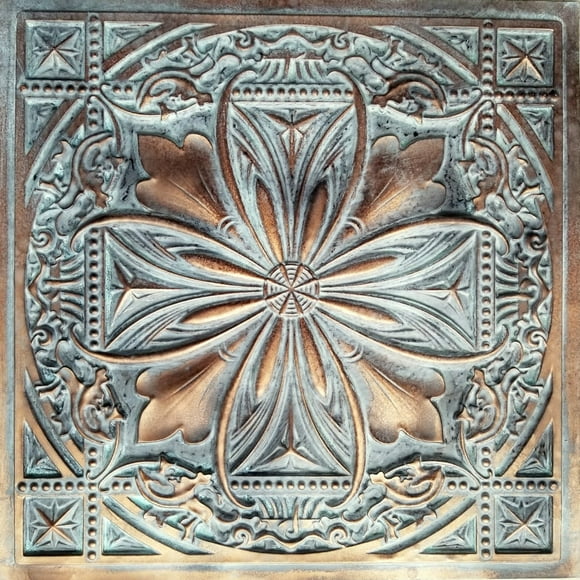 Faux Tin Glue up / Drop in Ceiling Tile (Pack of 10 2'X2' tiles ~ 40 sq.ft.) Easy to install PVC panels. Great for antique vintage look ceiling