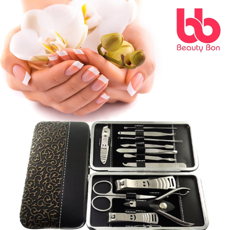 Beauty Bon 12-Piece Stainless Manicure and Pedicure Nail Clippers Set with Portable Case - Walmart.com