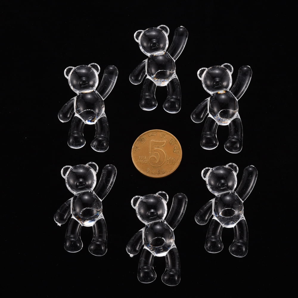Transparent Acrylic Beads Bear Clear 37x28x13mm Hole: 2.5mm 133pcs/500g
