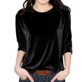 thumbnail image 2 of Girls Solid Color Velvet Top, Long Sleeve Crew Neck, Shirt, for Everyday Wear, School and Weekend Outfits, Kids Clothing | CSEONE, 2 of 5