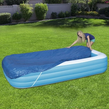 10 x 6 FT Rectangular Pool Cover for Inflatable Swimming Pool Swim Centers Pool Cover Weather-proof Above Ground Pool Winter Cover, 305x183CM Blue