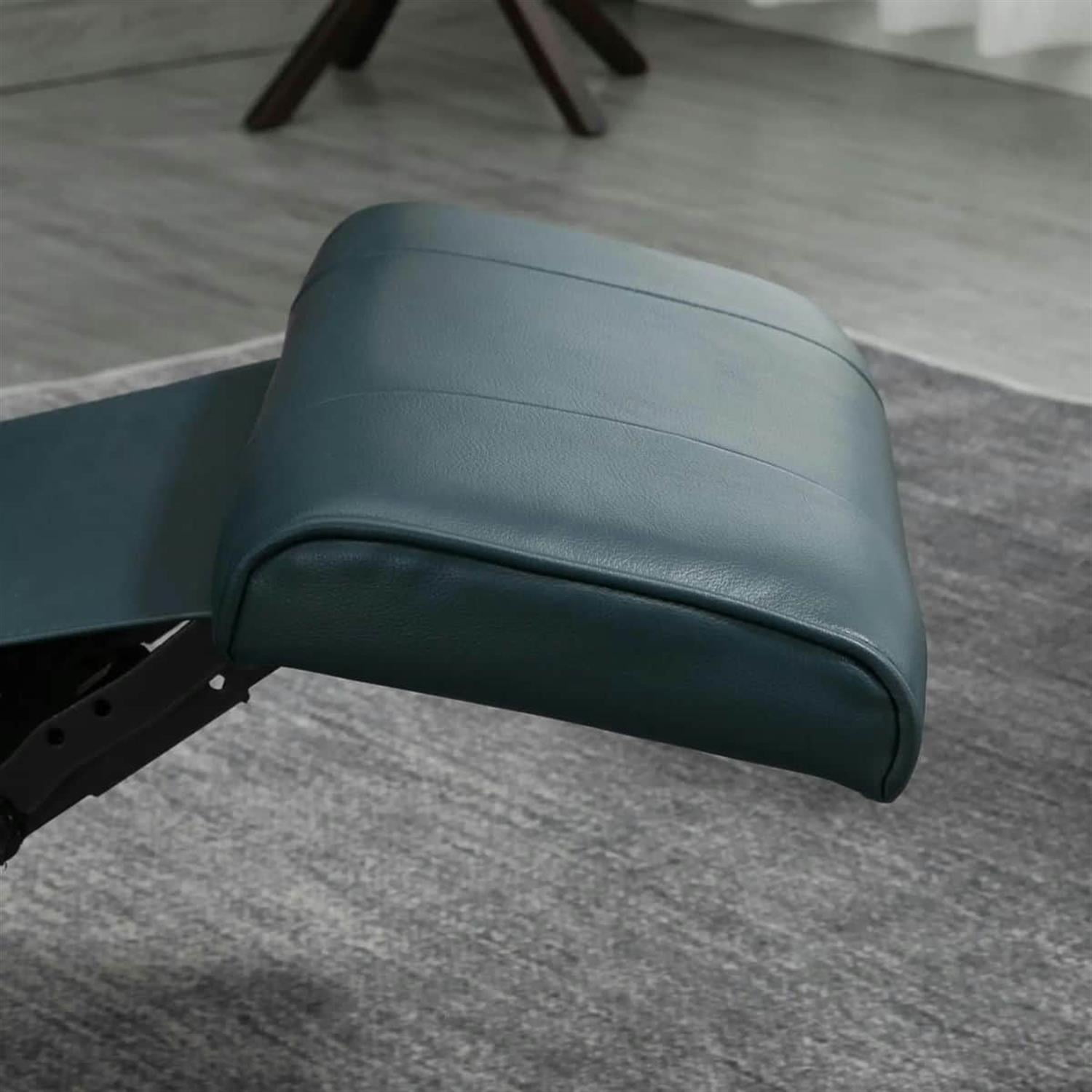 Demi Bonn 39" Faux Leather Swivel Recliner with Footrest, Armrest and Wooden Base for Living Room, Comfort High-Backed Sofa Chair, Blue