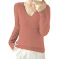 thumbnail image 2 of IMENGL Women's spring solid short lace v neck pullover, Pink L, Size M-2XL, 2 of 4
