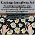 thumbnail image 4 of Big Mouse Pad Black Desk Pad Large Gaming Mousepads Pc Mouse Pads Office Items Non-Slip Rubber Base Waterproof with Stitched Edges 35.4 X 15.7 for Game Office, White Daisies, 4 of 7