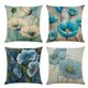 thumbnail image 1 of Juego de 4 fundas de almohada con diseño de flores, de 18 x 18 pulgadas, modernas, con diseño de plantas, hierba y flores, para sofá o sofá cuadrado, 1 of 6