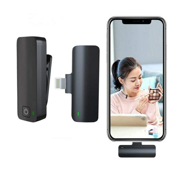 Micrófono de solapa inalámbrico, mini micrófonos con audio más nítido, micrófono de solapa inalámbrico de larga duración para grabación de video, entrevistas y vlogs (negro).