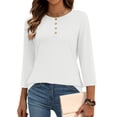 thumbnail image 4 of Zeagoo Three Quarter Sleeve Tops for Women Fall Clothes Dressy Casual Blouses Crewneck, 4 of 7