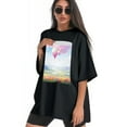 thumbnail image 3 of Plus Size Shirt for Women Black Tops for Women Oversized Short Sleeves Shirt for Women Balloon T Shirt Crewneck Shirt for Women L, 3 of 5