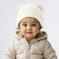 thumbnail image 4 of YWOAGH Winter Knitted Hat For Kids With Adorable Bear Ears Soft Stretchy Warm Cap For Boys And Girls White 0-3, 4 of 5