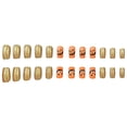 thumbnail image 4 of 24Pcs Halloween Press On Nails Medium Long, Pumpkin Face Gold Glitter Fake Nails with Sparkly Finish, Reusable False Nail Tips for Women, DIY Festive Party Manicure Set, 4 of 9