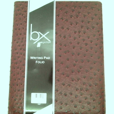 Pocket Ostrich - Buxton Faux Ostrich Print Writing Pad Features 2 Large Document Pockets On Inside Front Cover (ST39006.MR)