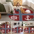 thumbnail image 5 of Nautical Coastal Round Area Rug 3.3Ft Washable Circle Rugs for Dining Room Table, Blue Red Lighthouse Sailing Anchor Rudder Non-Slip Carpet Floor Mats Indoor Outdoor Carpet Runner Home Decor, 5 of 8