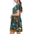 thumbnail image 2 of Daiia Baroque Floral Still Life Print Women's Dresses 2025 Trendy Short sleeve Dresses Casual Baggy Flowy Maxi Sun Dresses, 2 of 6