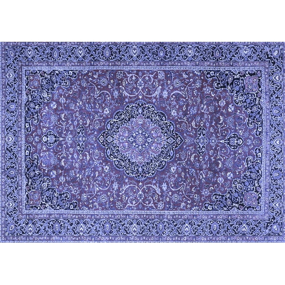 Ahgly Company Machine Washable Indoor Rectangle Persian Blue Traditional Area Rugs, 5' x 7'