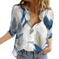 thumbnail image 2 of Tittly Womens Shirts Blouses for Women Fashion Women's Loose Button Solid Lapel Long Sleeves T Shirt Blouse Tops Tshirts Shirts Long Sleeve Shirts Sky Blue 4XL, 2 of 7