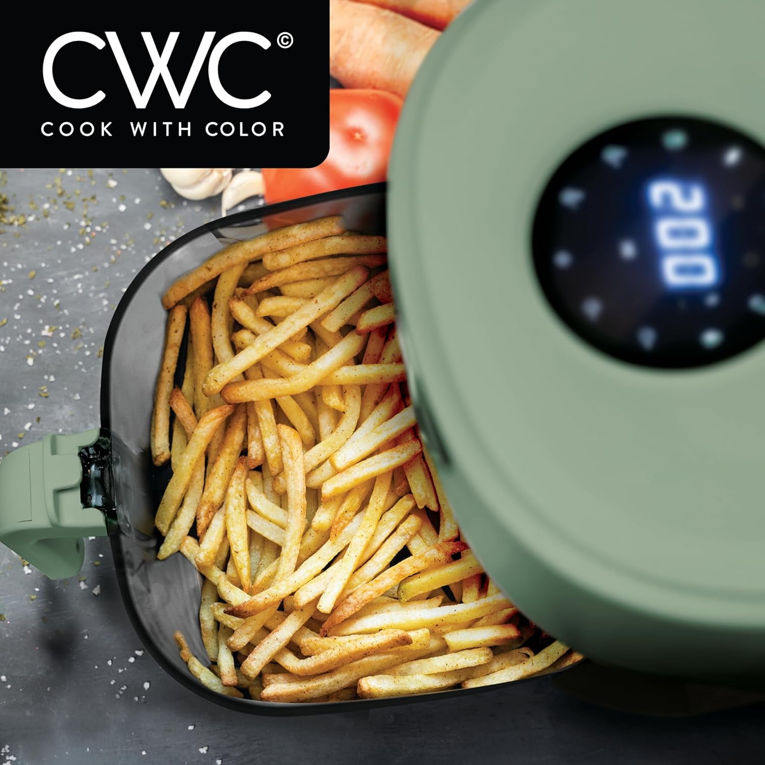 COOK WITH COLOR Air Fryer, 4Qt Glass Air Fryer, Stylish Kitchen Appliance, Green
