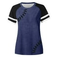thumbnail image 3 of MIXUE Summer Color Block Print Patchwork Crew Neck Short Sleeve Fashion Casual T-shirts Daily-Wear,Blue,L, 3 of 3