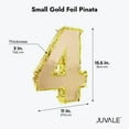 thumbnail image 4 of Juvale Gold Foil Number 4 Pinata - Shimmering Gold Finish & Pinatas for Birthday Party - Easy Pull-String Setup & 4th Birthday Decorations Girl - 15.5 x 11 x 3 in, 4 of 9